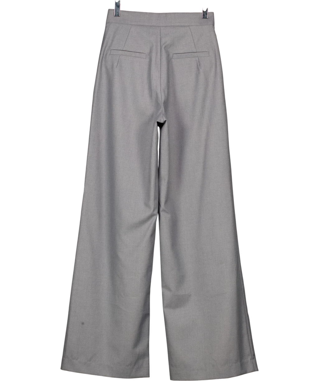 ANN ANDELMAN Grey Grey Asymmetric Pocket Wide Leg Trousers, size UK XS — back