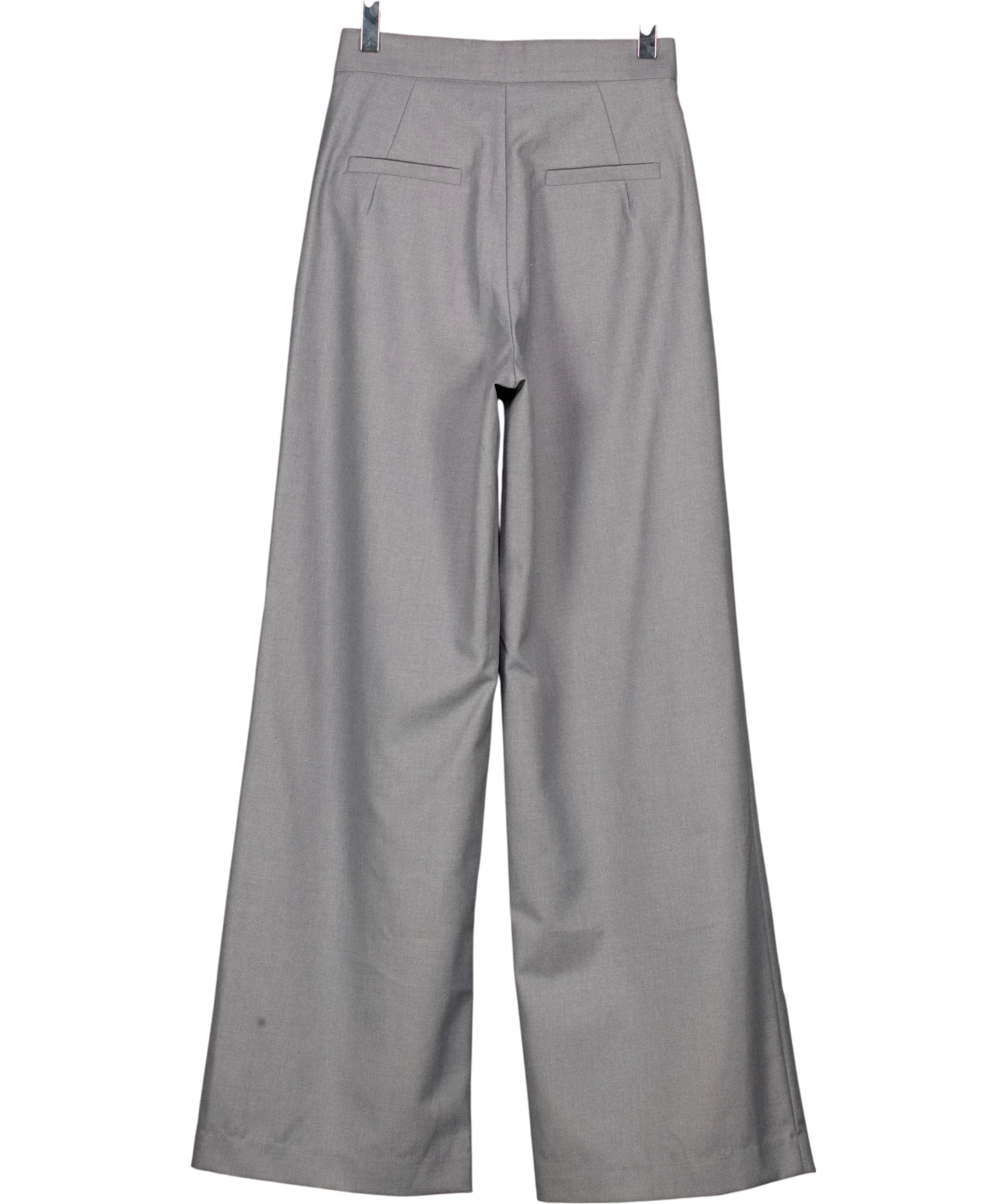 ANN ANDELMAN Grey Grey Asymmetric Pocket Wide Leg Trousers, size UK XS — back