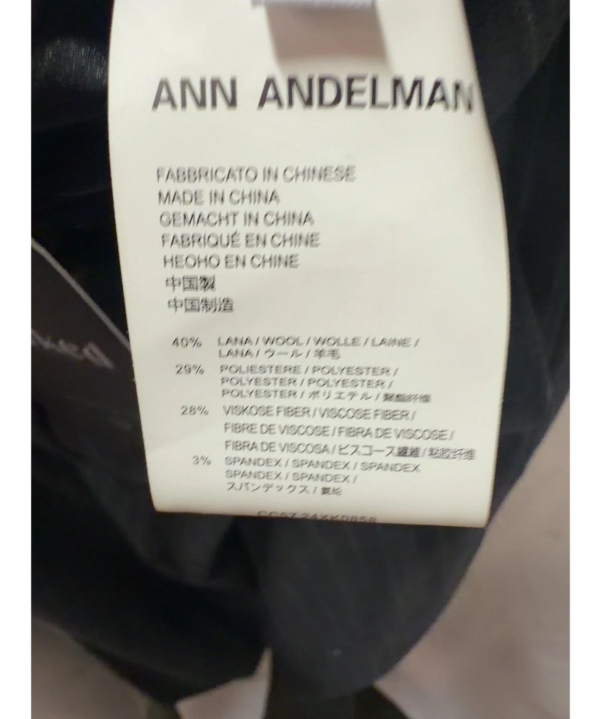 ANN ANDELMAN Charcoal Grey Pinstripe Belted Trousers UK XS — Materials