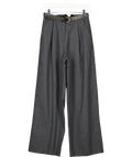ANN ANDELMAN Grey Charcoal Grey Pinstripe Belted Trousers, size UK XS — front