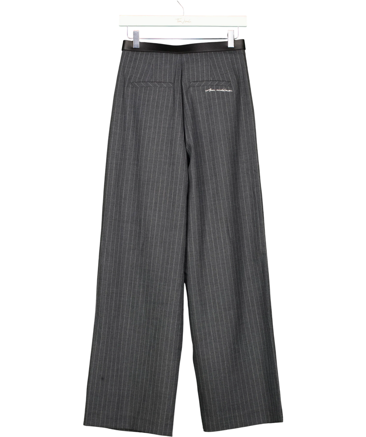 ANN ANDELMAN Grey Charcoal Grey Pinstripe Belted Trousers, size UK XS — back