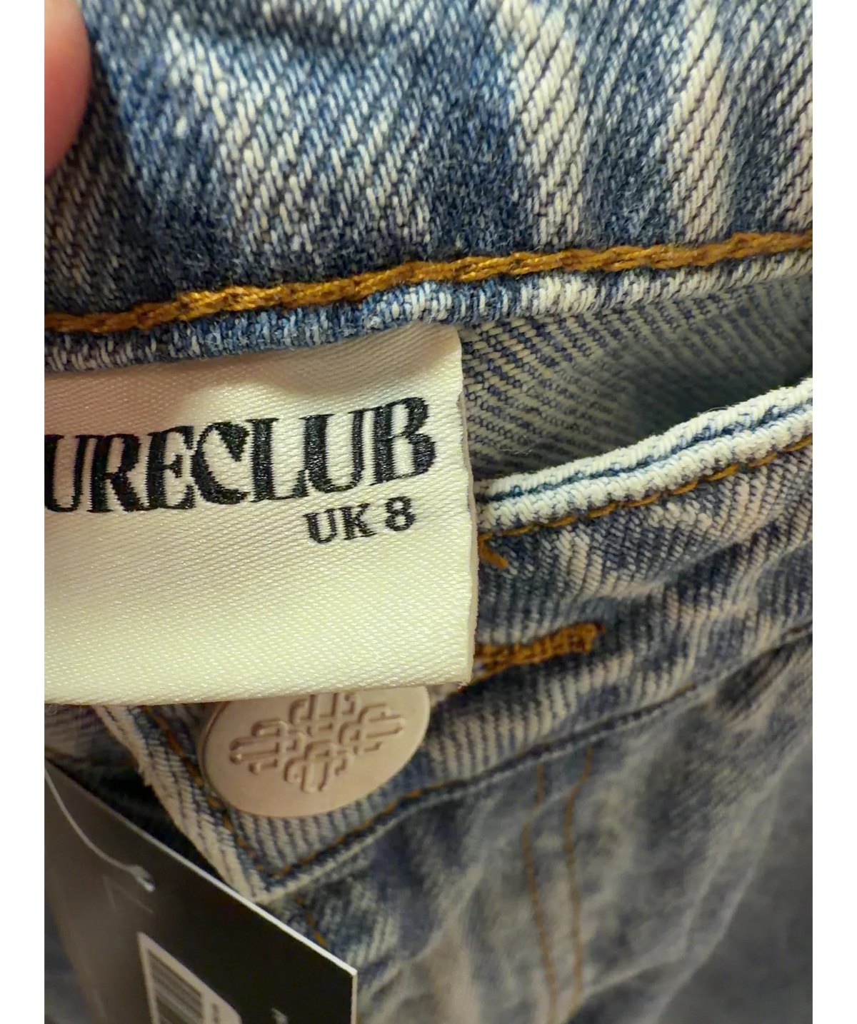 The Couture Club Blue Light Wash Fold Over Hem Wide Leg Jean UK 8 — Size