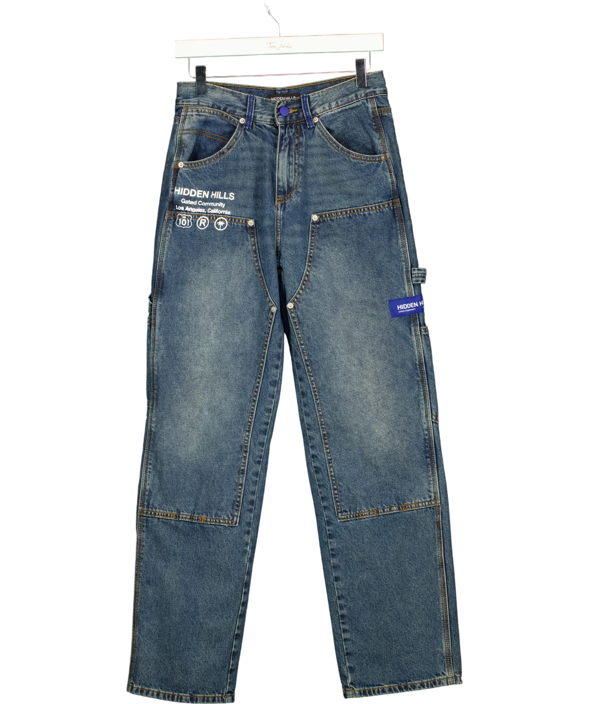 Hidden Hills Blue Blue Label Carpenter Double Knee Graphic Jeans Size XS, size UK XS — front