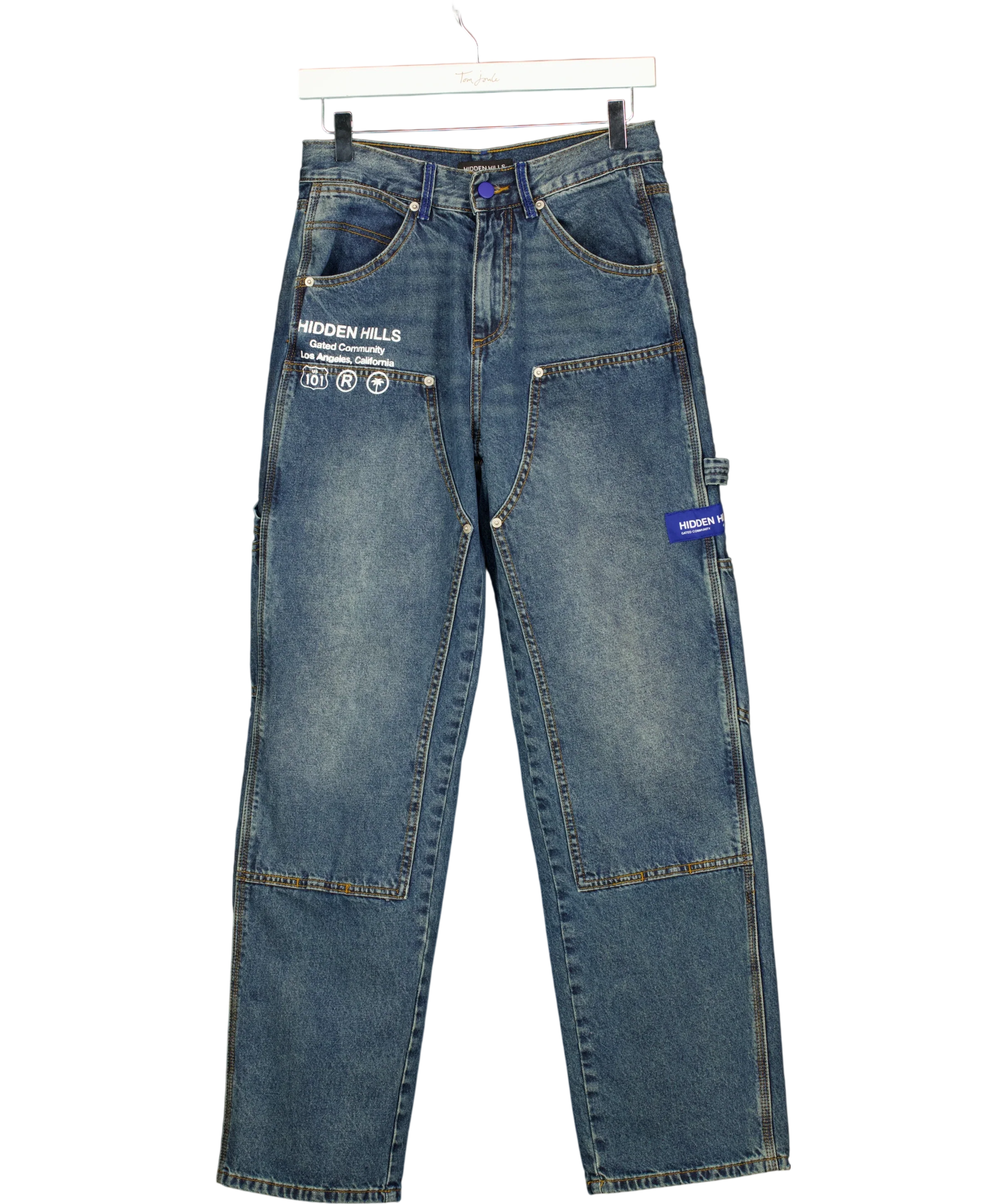 Hidden Hills Blue Blue Label Carpenter Double Knee Graphic Jeans Size XS, size UK XS — front