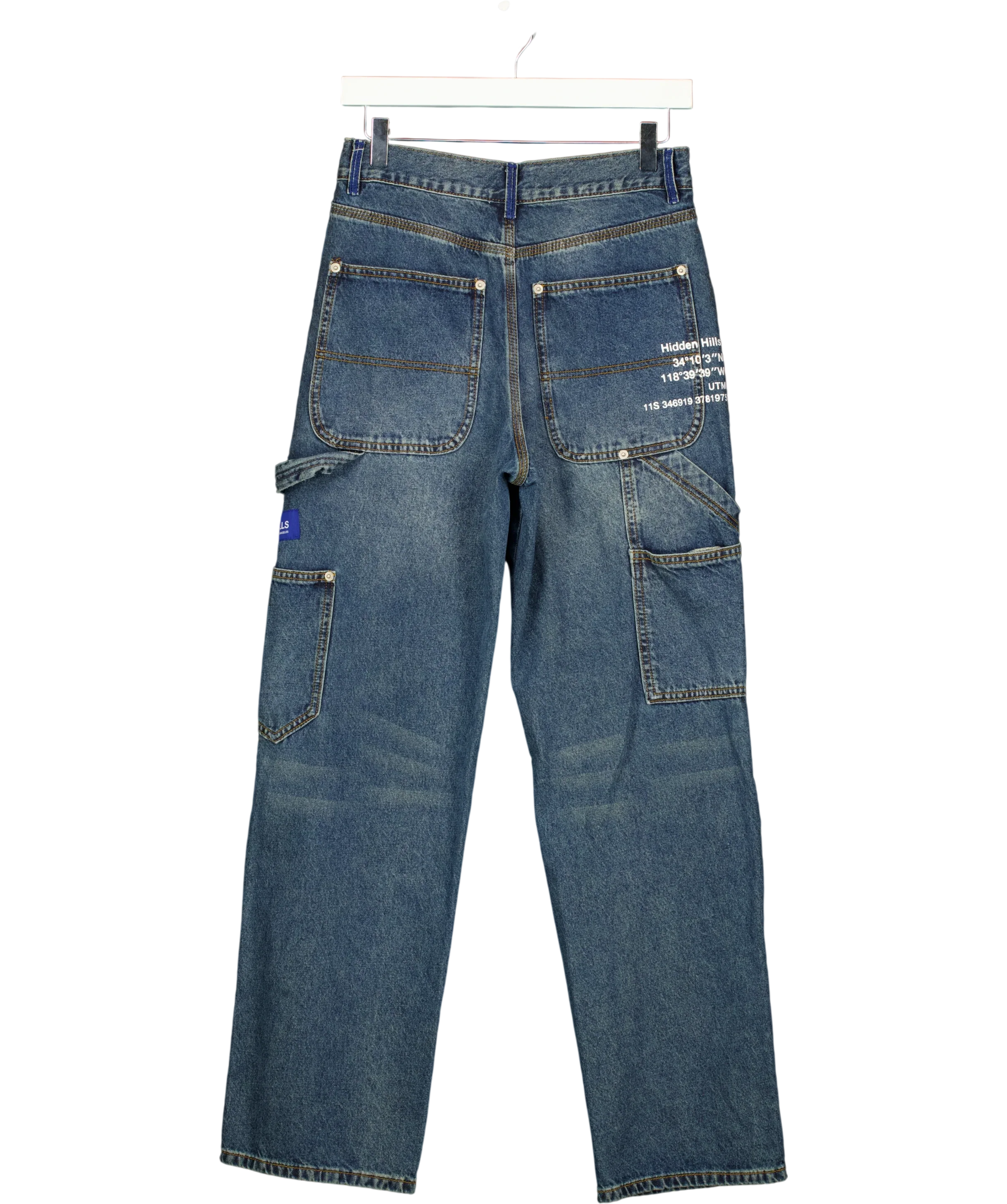 Hidden Hills Blue Blue Label Carpenter Double Knee Graphic Jeans Size XS, size UK XS — back