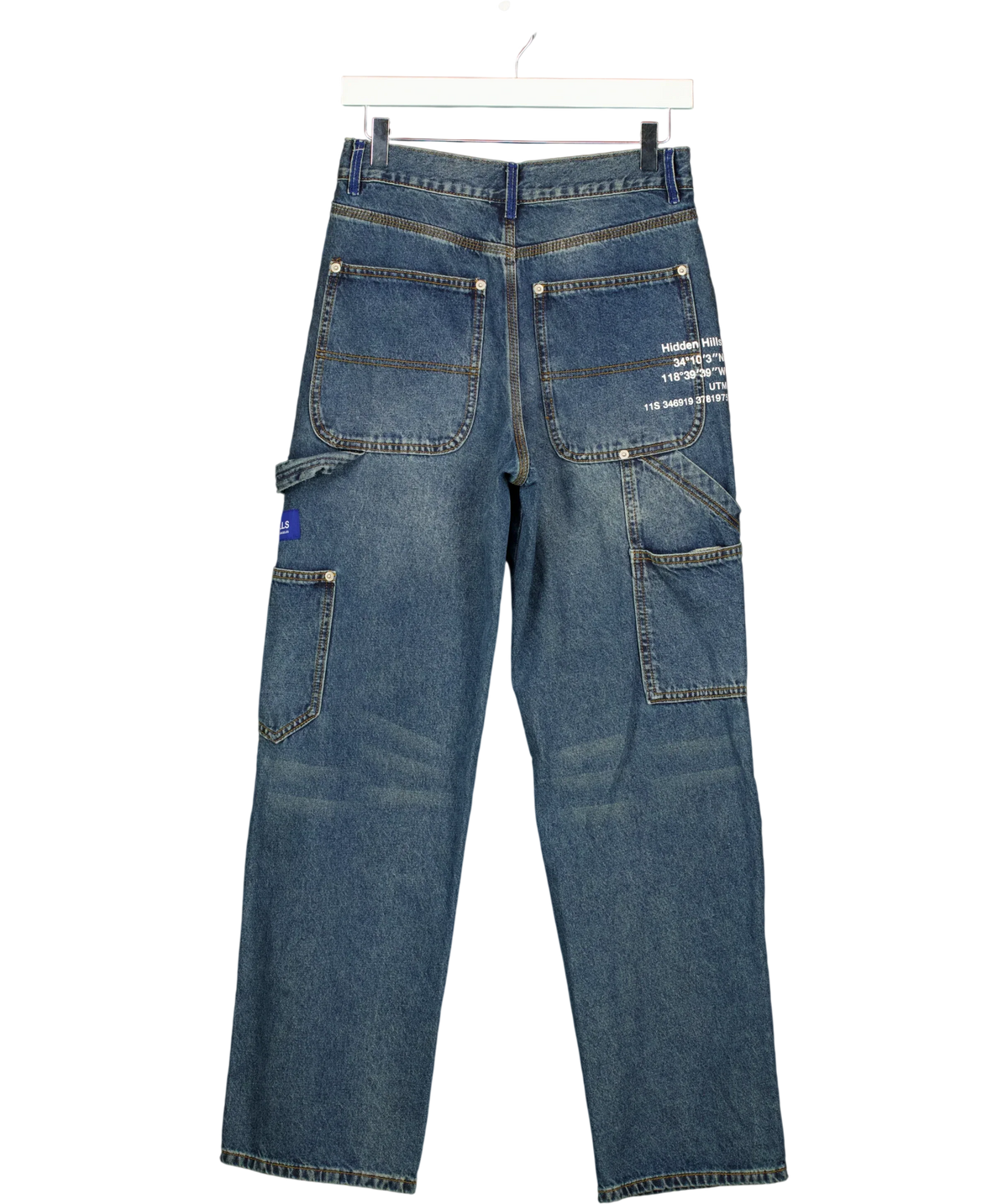 Hidden Hills Blue Blue Label Carpenter Double Knee Graphic Jeans Size XS, size UK XS — back