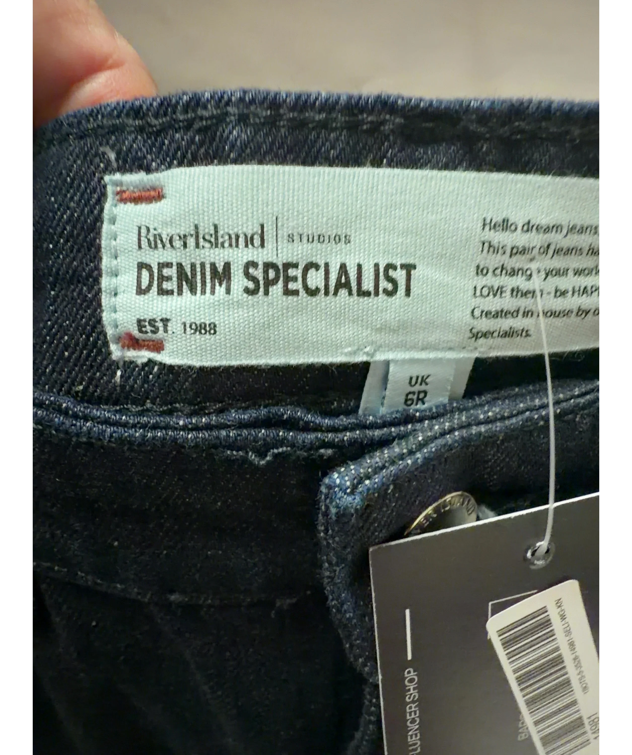 River Island Blue Blue Mid Rise Bootcut Jeans Size 6R, size UK 6 — detail