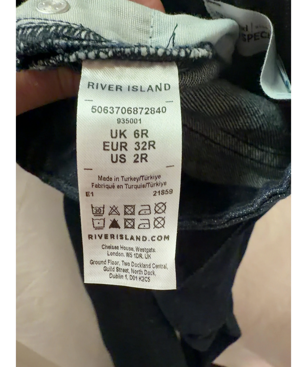 River Island Blue Mid Rise Bootcut Jeans Size 6r UK 6 — Size