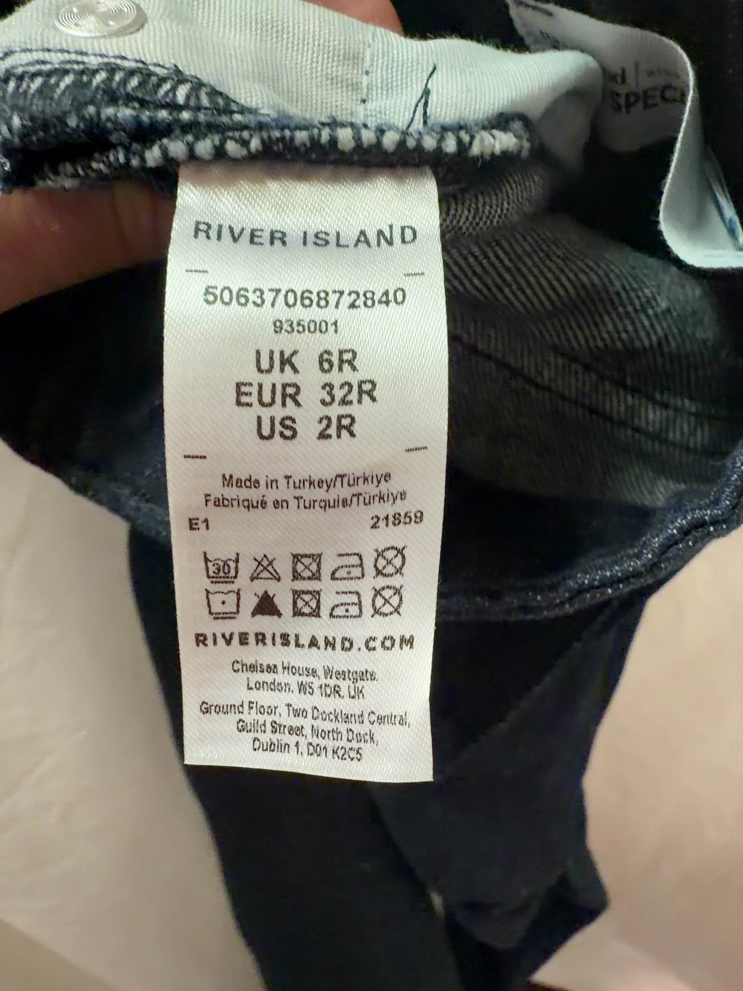 River Island Blue Blue Mid Rise Bootcut Jeans Size 6R, size UK 6 — care label