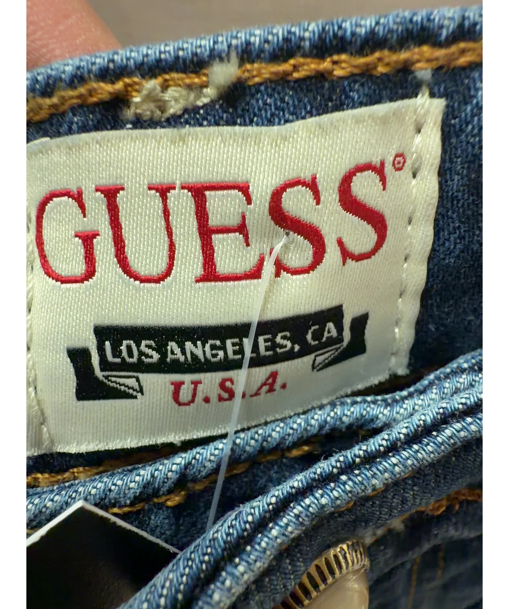 Guess Blue Mid Blue Lyocell Blend Wide Leg High Rise Jeans Size W26, size W26 — detail