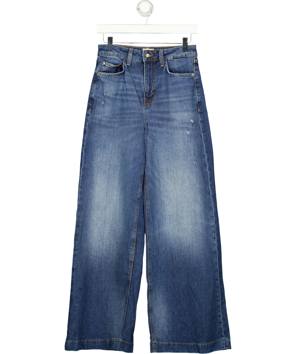 Guess Blue Mid Blue Lyocell Blend Wide Leg High Rise Jeans Size W26, size W26 — front