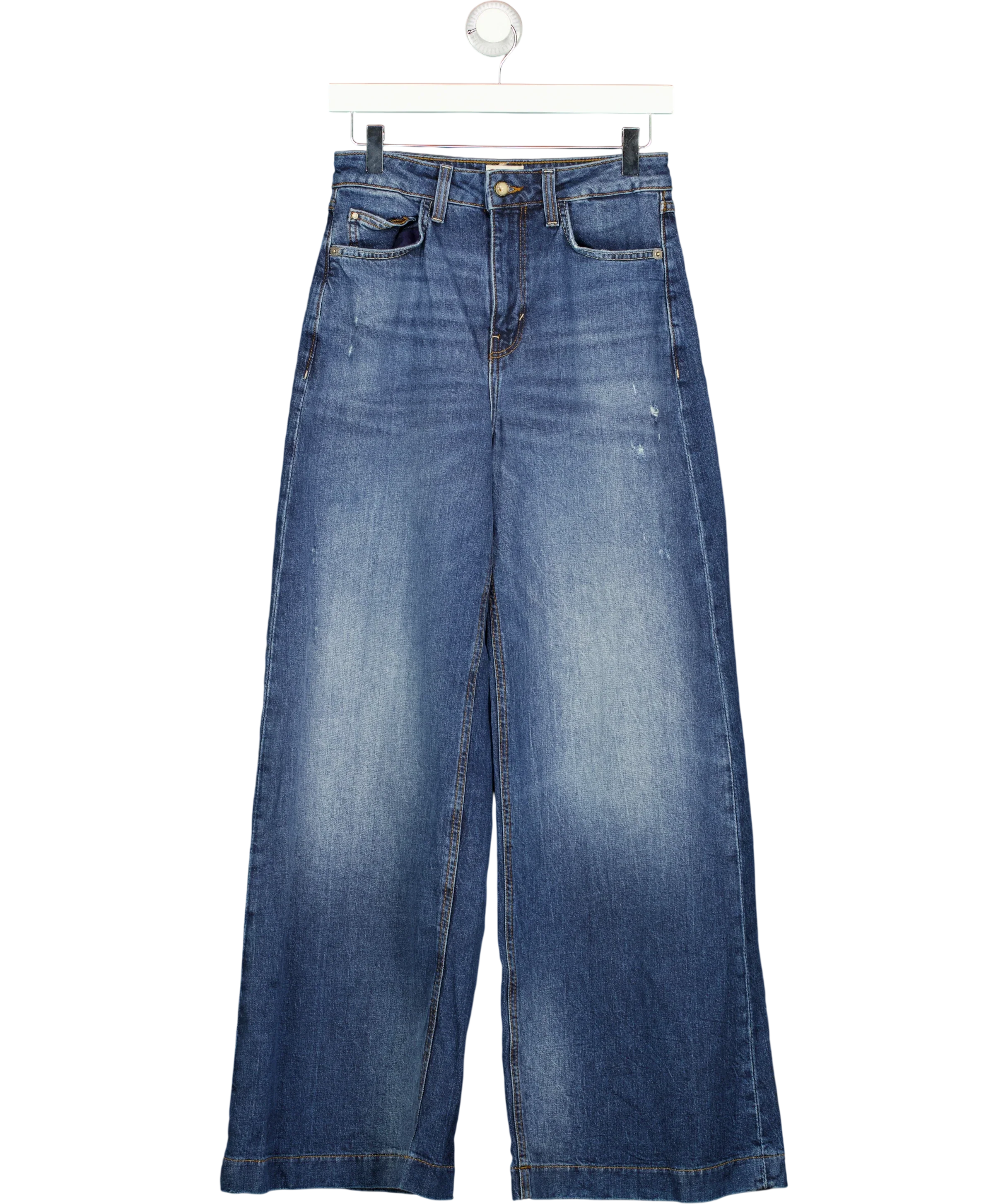 Guess Blue Mid Blue Lyocell Blend Wide Leg High Rise Jeans Size W26, size W26 — front