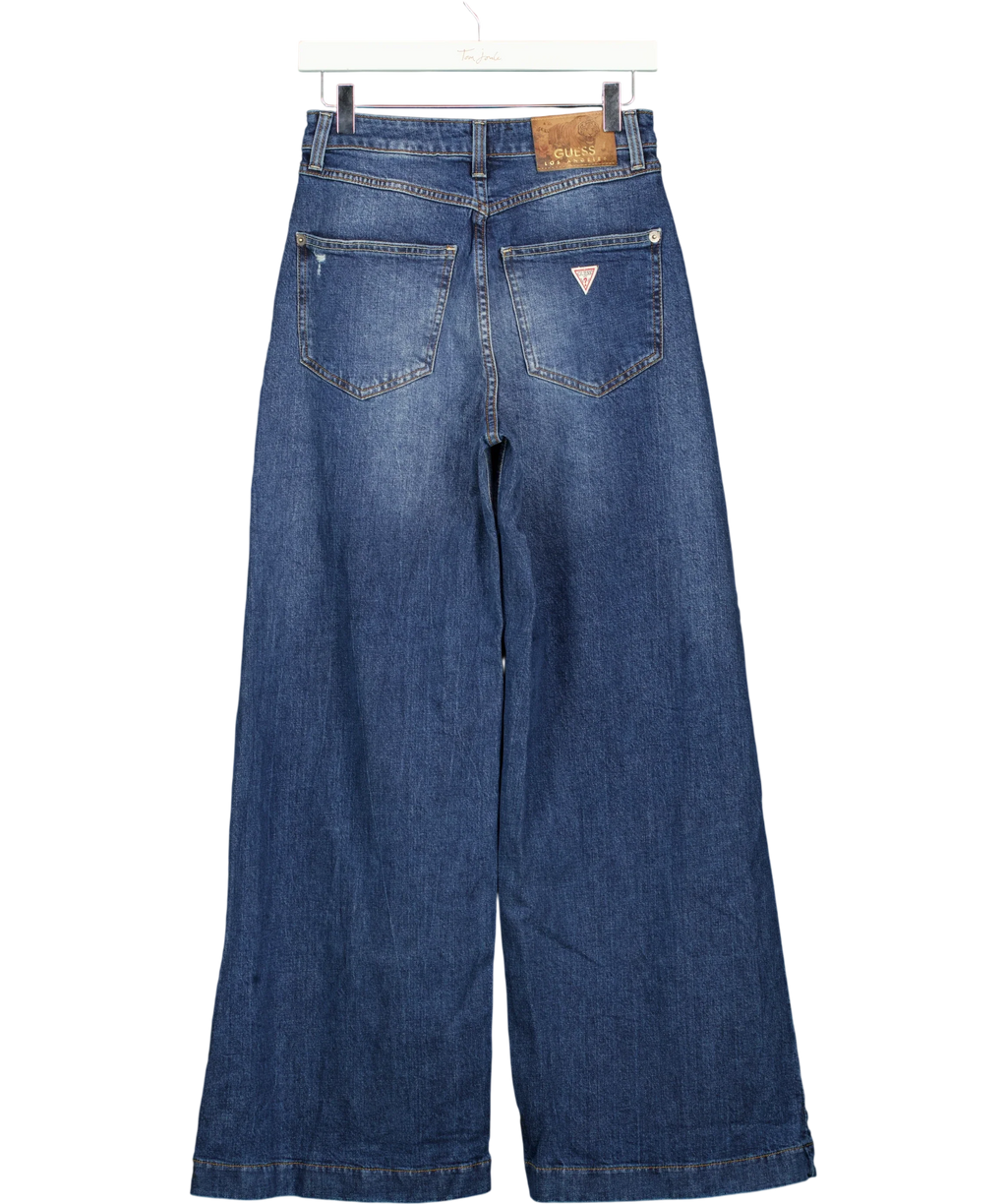 Guess Blue Mid Blue Lyocell Blend Wide Leg High Rise Jeans Size W26, size W26 — back
