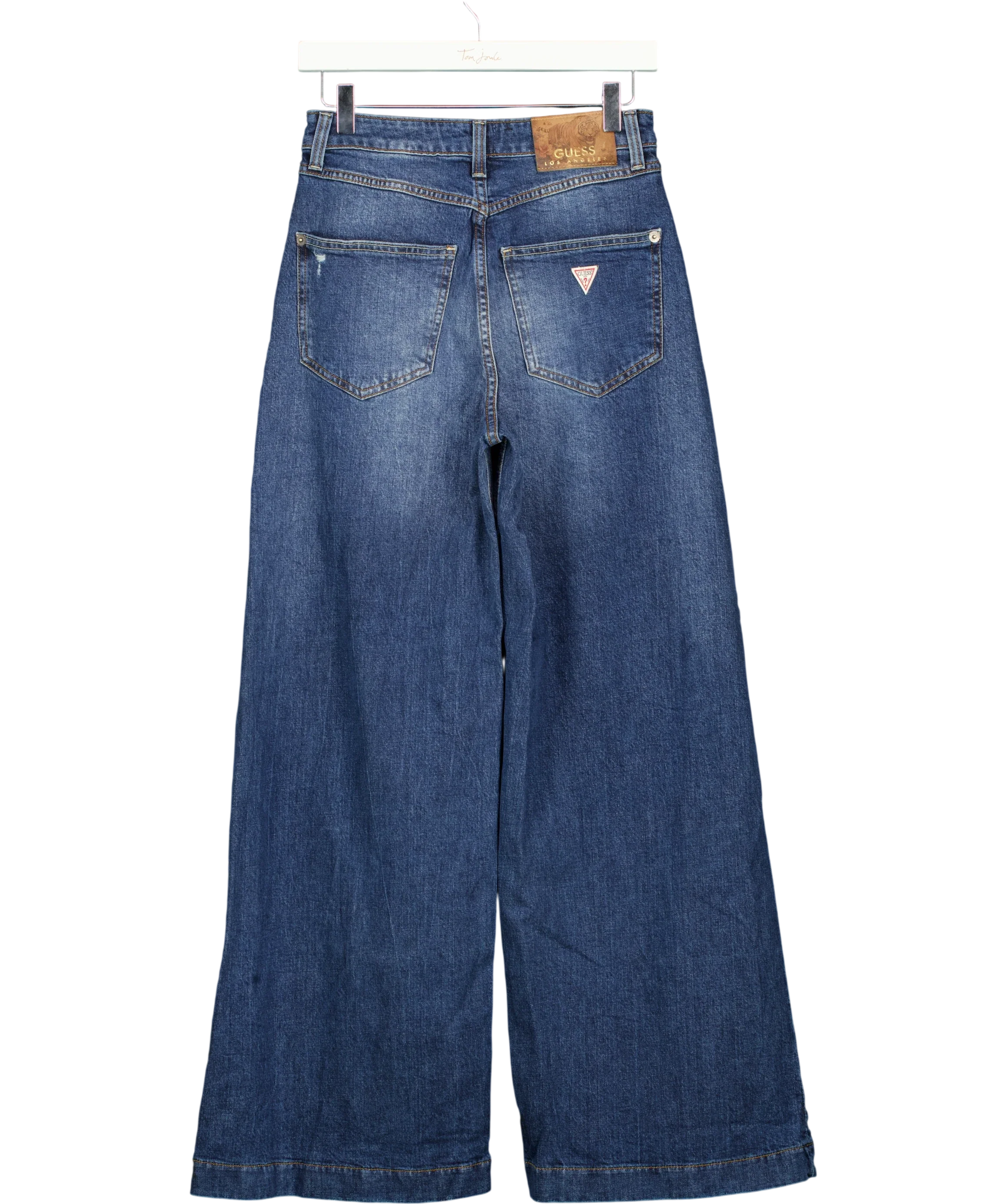 Guess Blue Mid Blue Lyocell Blend Wide Leg High Rise Jeans Size W26, size W26 — back