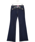 Edikted Blue Alison Dark Wash Low Rise Flared Jeans, size UK S — front