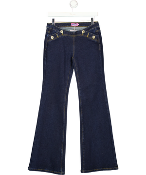 Edikted Blue Alison Dark Wash Low Rise Flared Jeans UK S