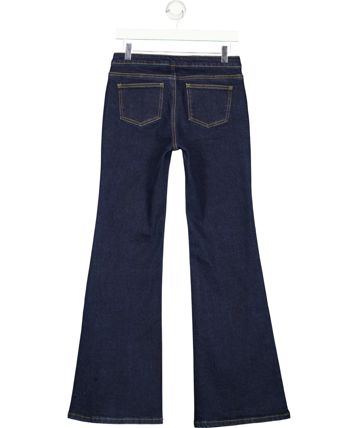 Edikted Blue Alison Dark Wash Low Rise Flared Jeans, size UK S — back