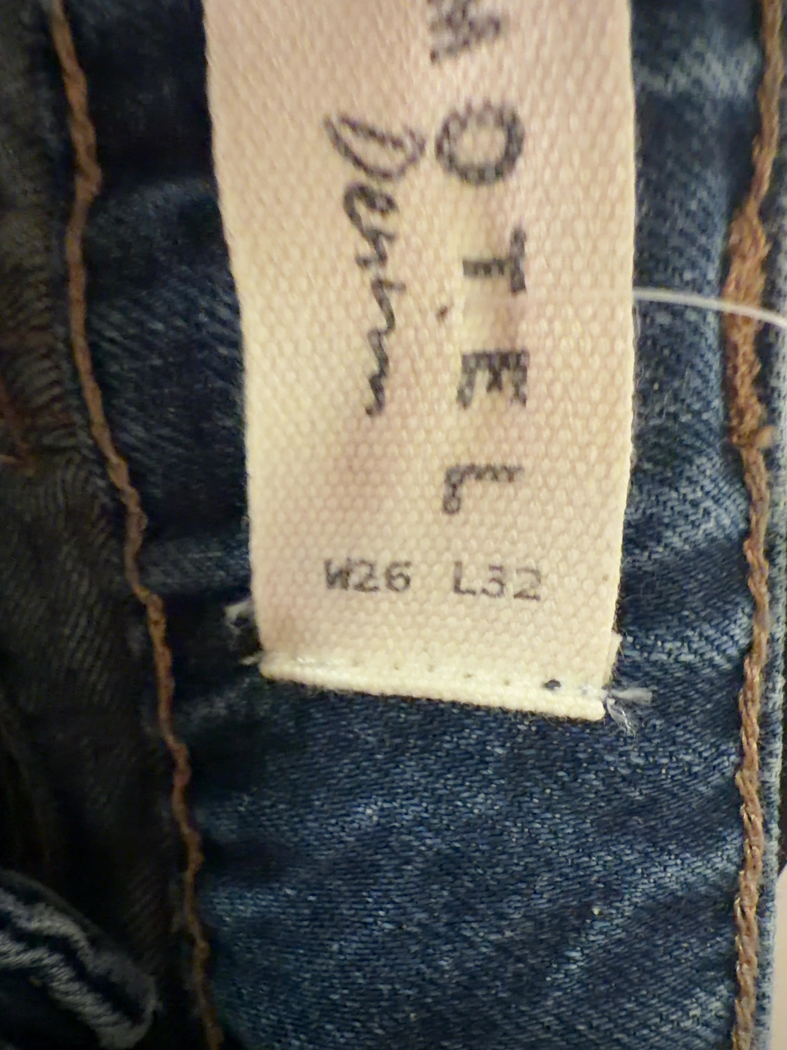 MOTEL Blue s Vintage Mid Blue Pocket Front Wide Leg Jeans W26 L32, size UK 8 — care label