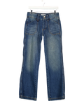 MOTEL Blue s Vintage Mid Blue Pocket Front Wide Leg Jeans W26 L32, size UK 8 — front