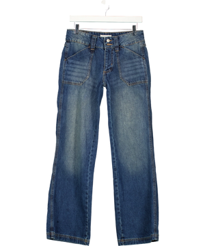 MOTEL S Vintage Mid Blue Pocket Front Wide Leg Jeans W26 L32 UK 8