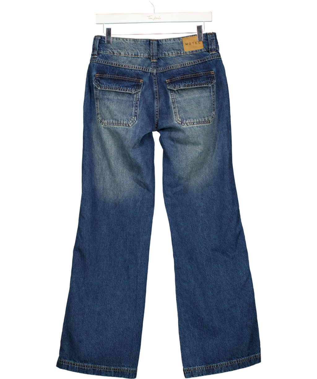 MOTEL Blue s Vintage Mid Blue Pocket Front Wide Leg Jeans W26 L32, size UK 8 — back