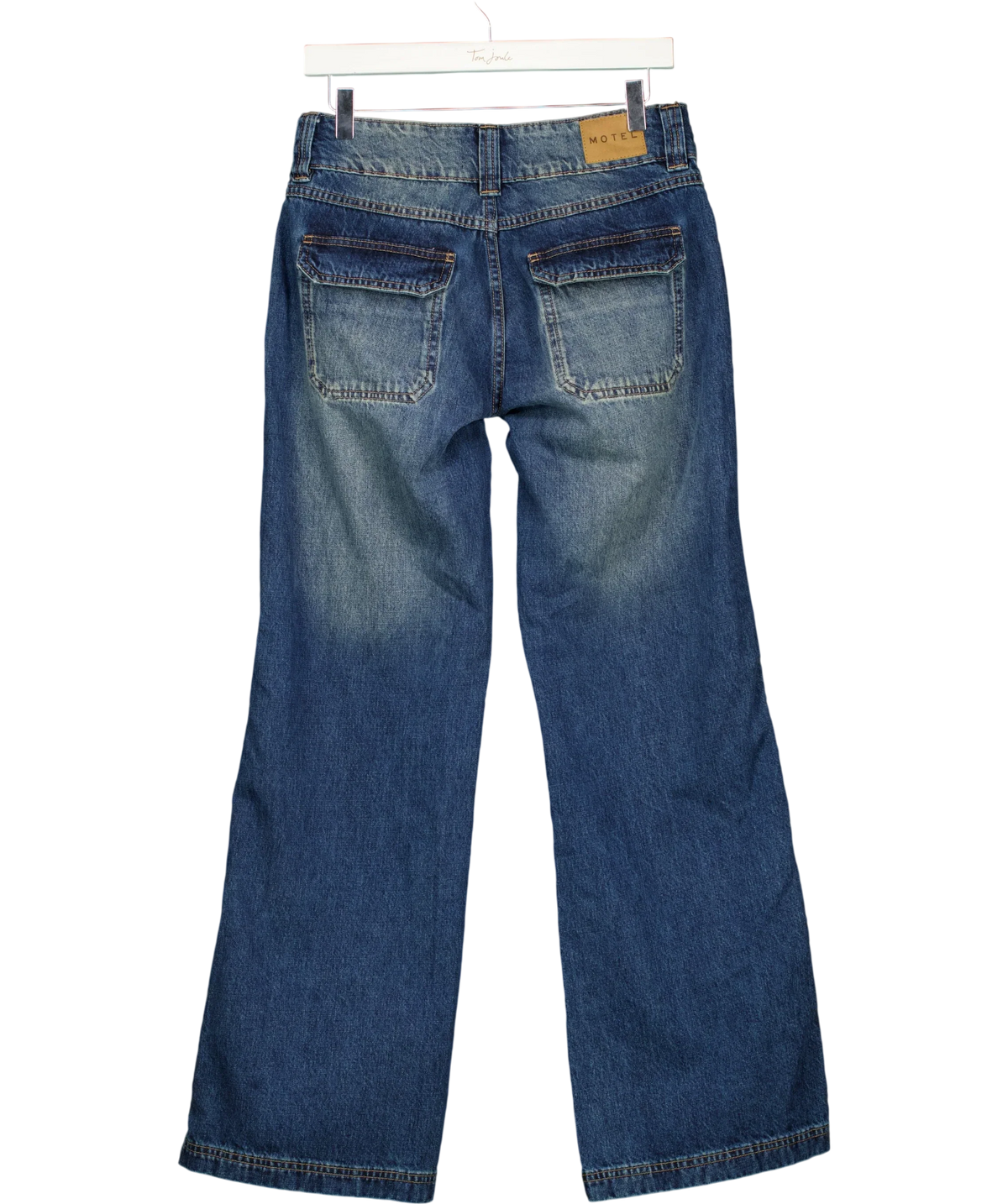 MOTEL Blue s Vintage Mid Blue Pocket Front Wide Leg Jeans W26 L32, size UK 8 — back