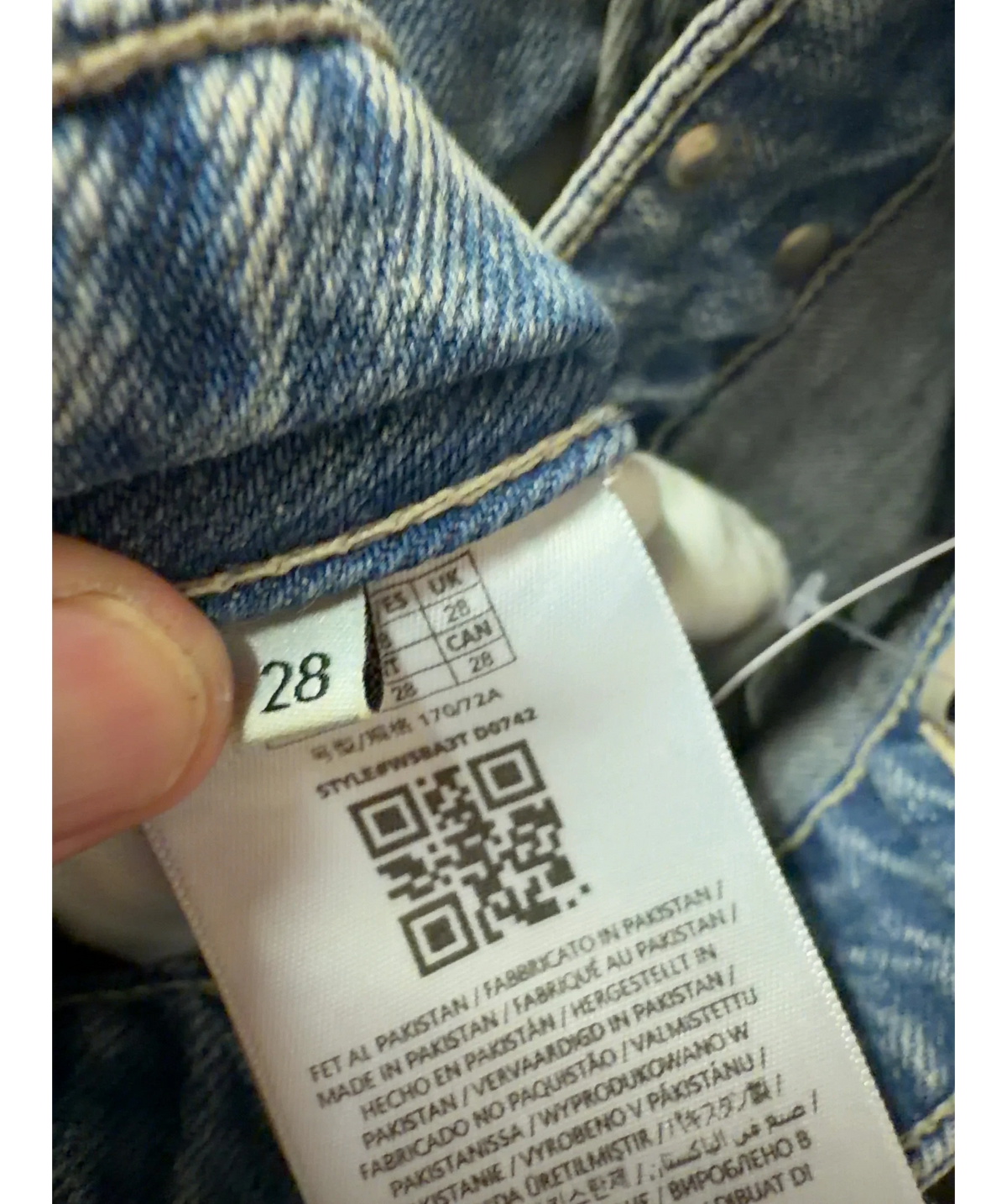 Guess Studded Waist Wide Leg Jeans Blue W28 — Size