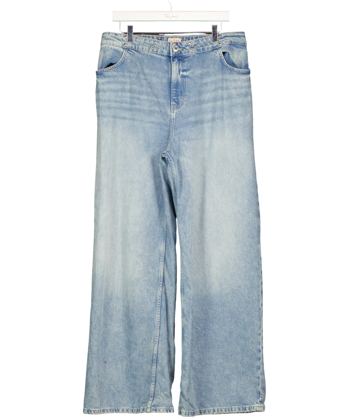 Guess Blue Studded Waist Wide Leg Jeans Blue, size W28 — front
