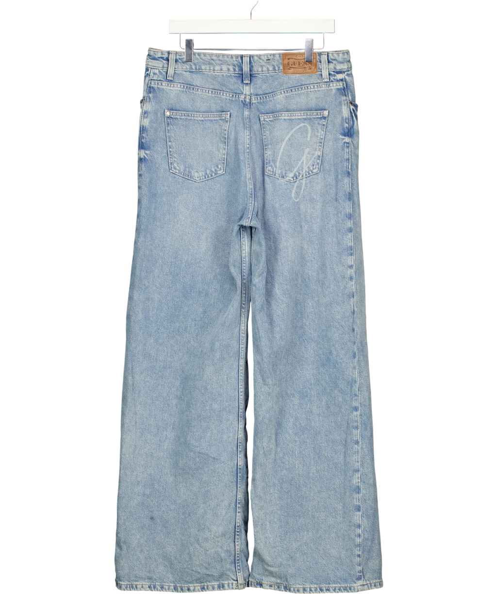 Guess Blue Studded Waist Wide Leg Jeans Blue, size W28 — back