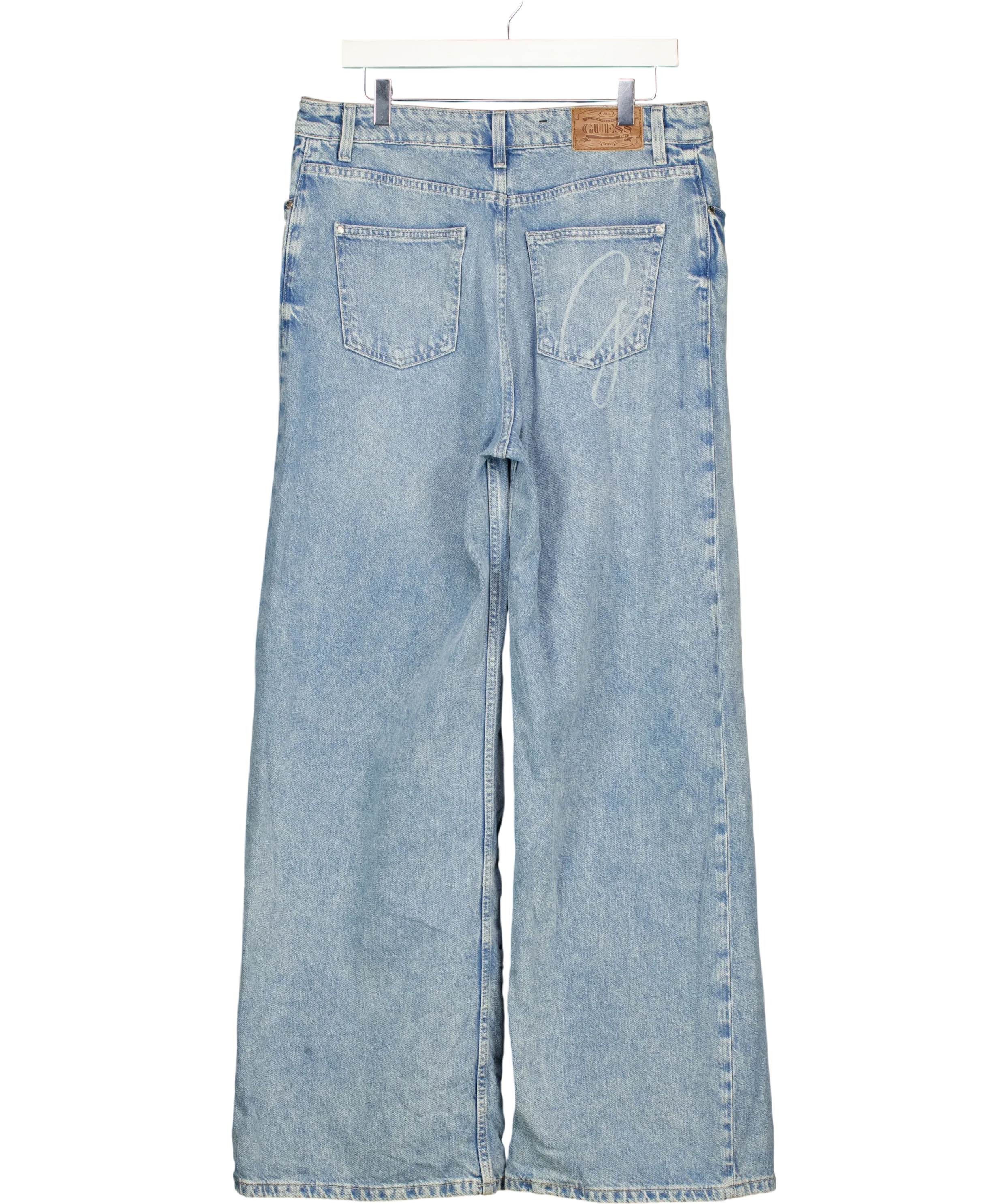 Guess Blue Studded Waist Wide Leg Jeans Blue, size W28 — back