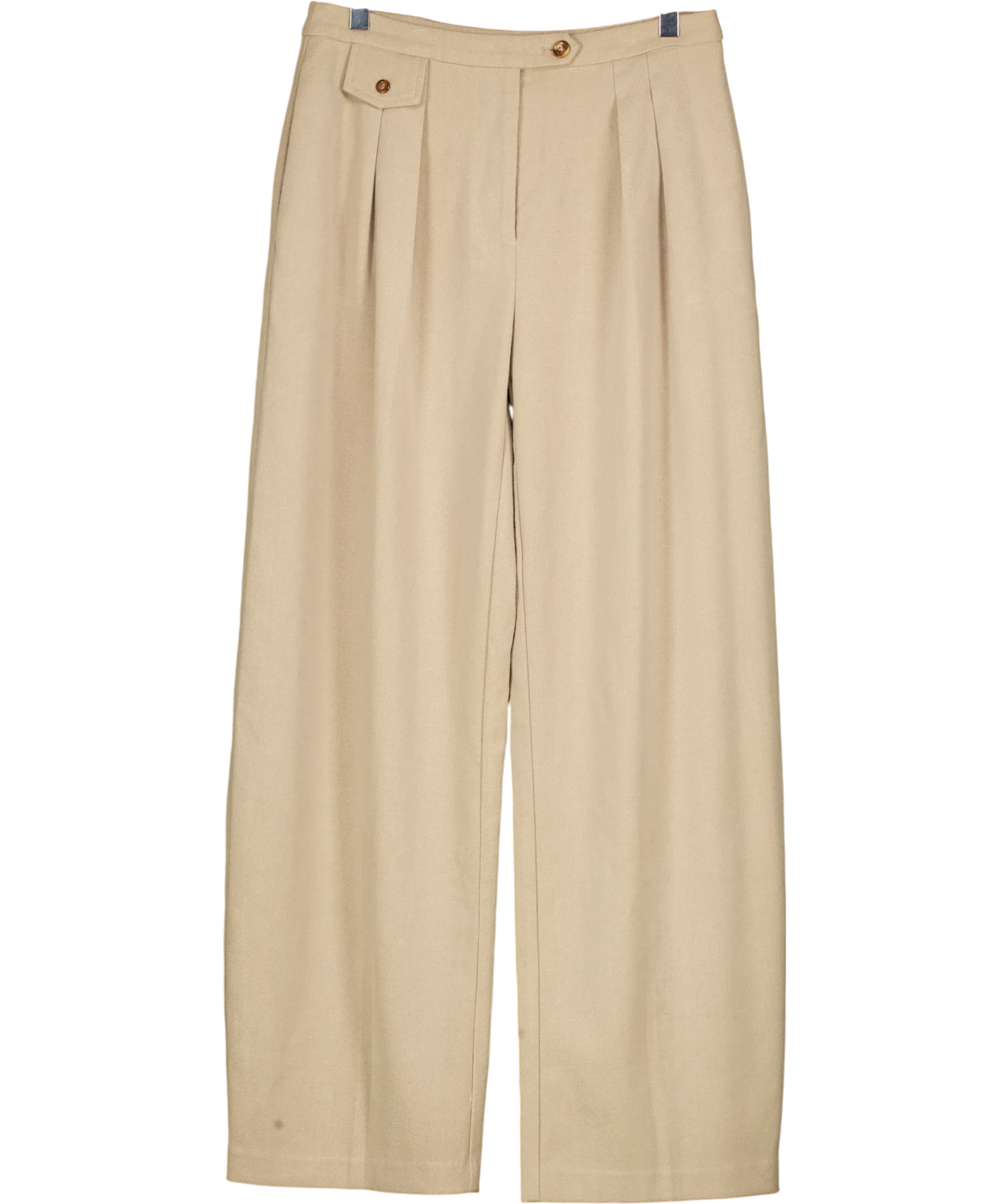 The Couture Club Beige Pleated Wide Leg Trousers Beige, size UK 8 — front