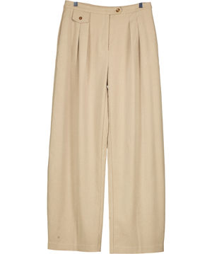 The Couture Club Pleated Wide Leg Trousers Beige UK 8