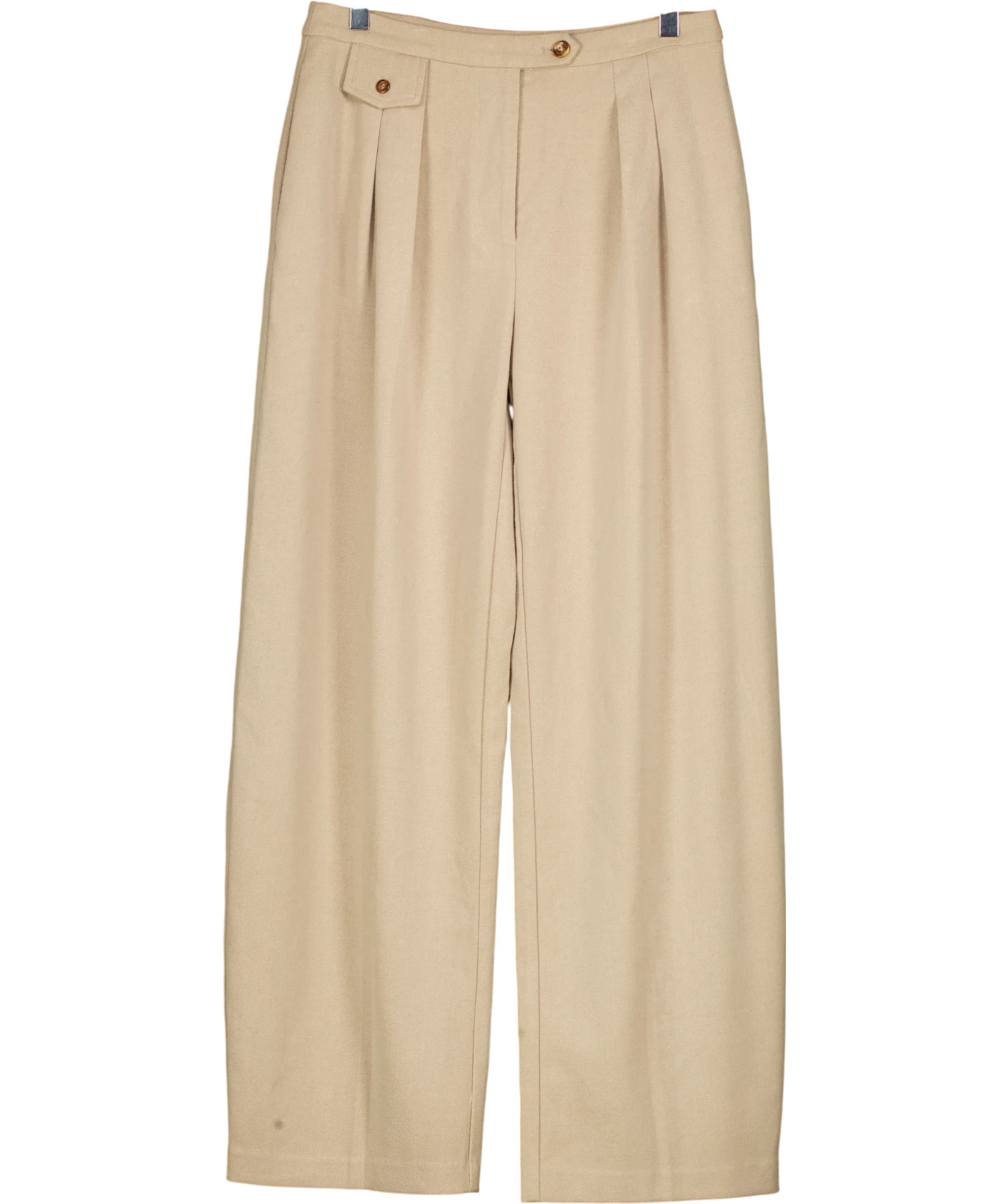 The Couture Club Beige Pleated Wide Leg Trousers Beige, size UK 8 — front
