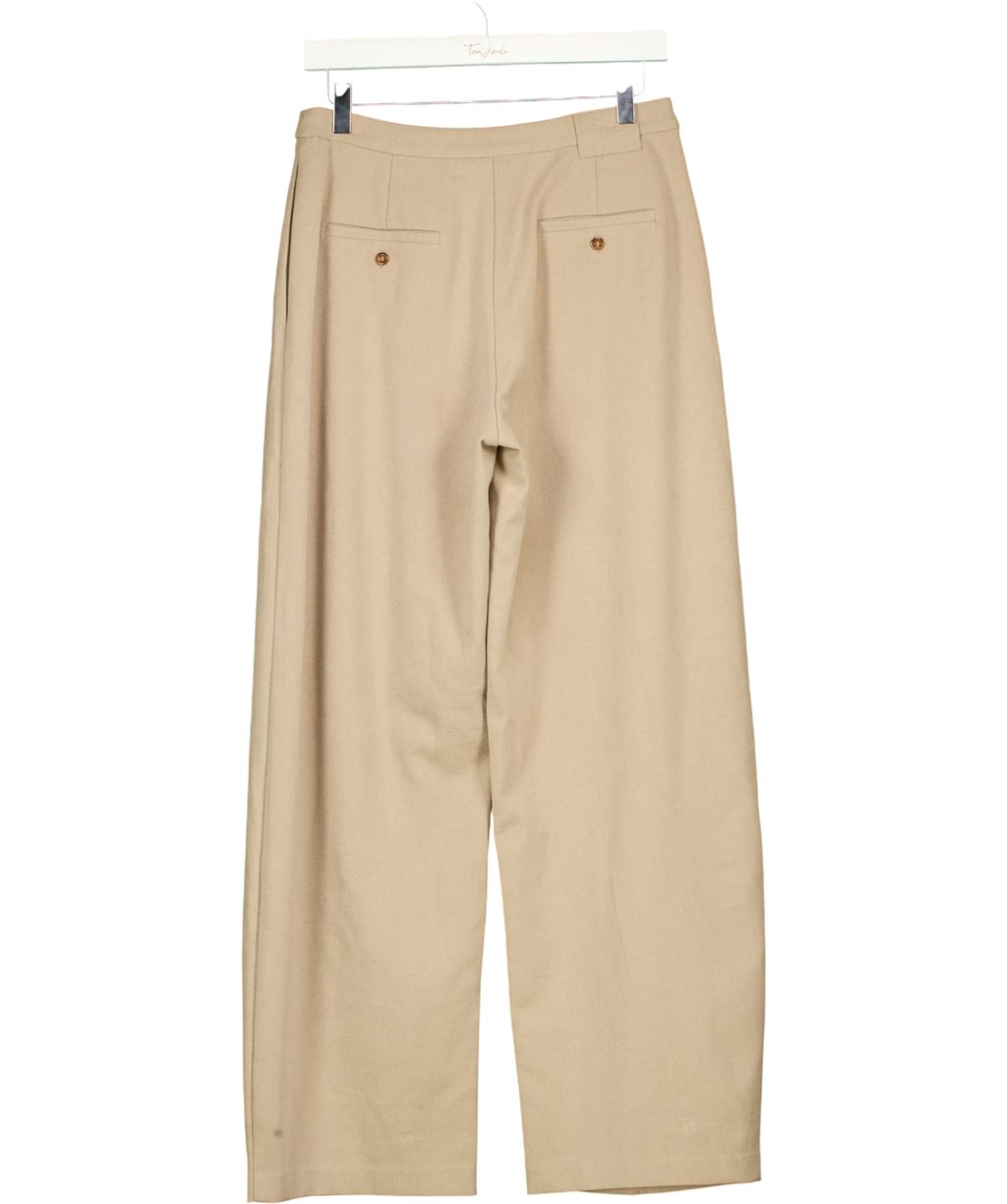The Couture Club Beige Pleated Wide Leg Trousers Beige, size UK 8 — back