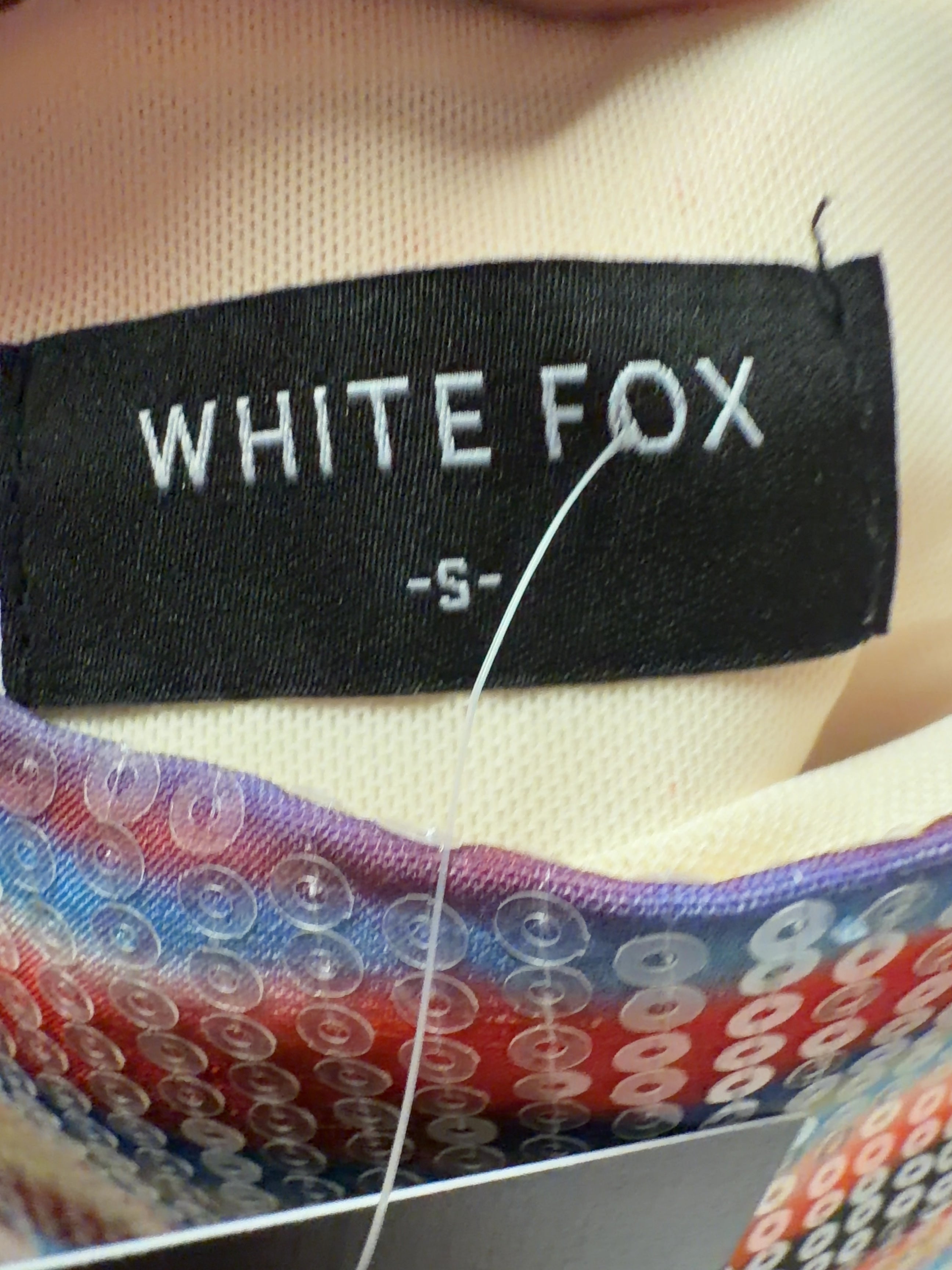WHITE FOX Multicoloured Multi-Colour Striped Sequin Fringe Mini Skirt, size UK S — detail
