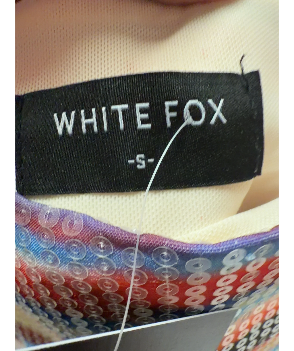 WHITE FOX Multicoloured Multi-colour Striped Sequin Fringe Mini Skirt UK S — Brand