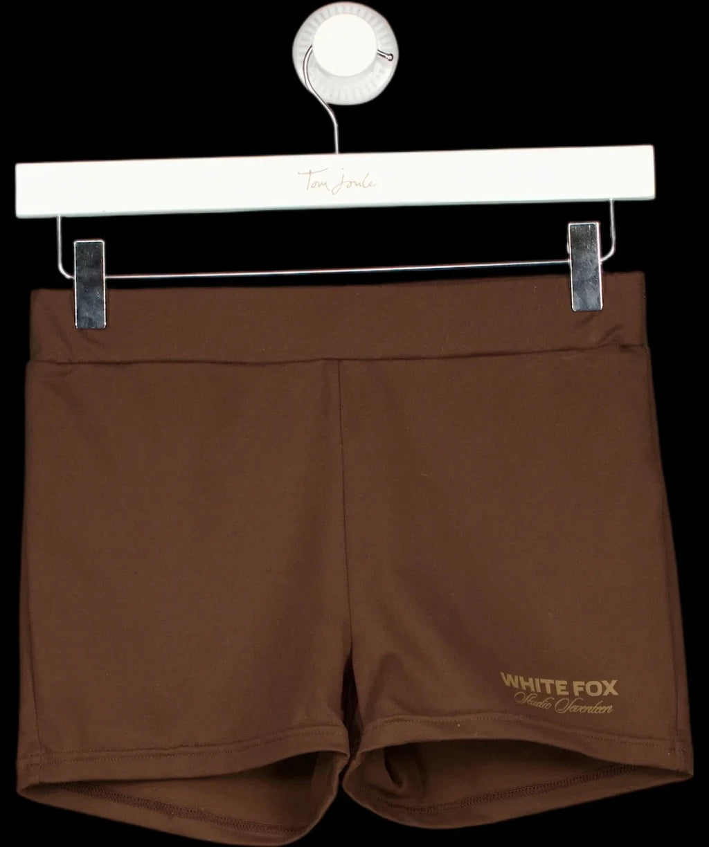 WHITE FOX Brown Studio COLLECTION Lila Booty Bike Shorts Chocolate BROWN, size UK S — detail
