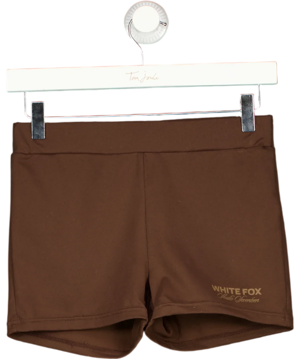 WHITE FOX Brown Studio COLLECTION Lila Booty Bike Shorts Chocolate BROWN, size UK S — front