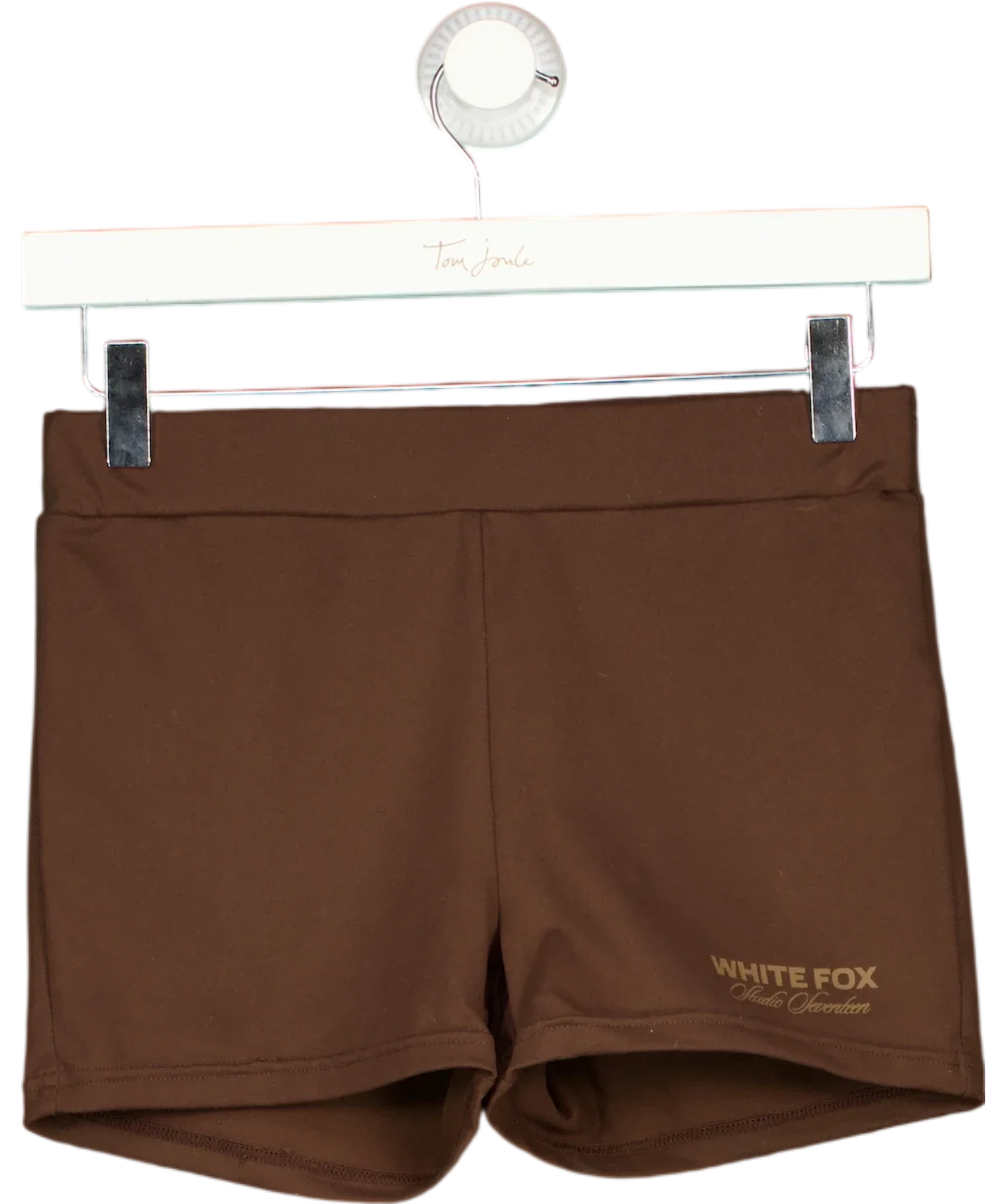 WHITE FOX Brown Studio COLLECTION Lila Booty Bike Shorts Chocolate BROWN, size UK S — front