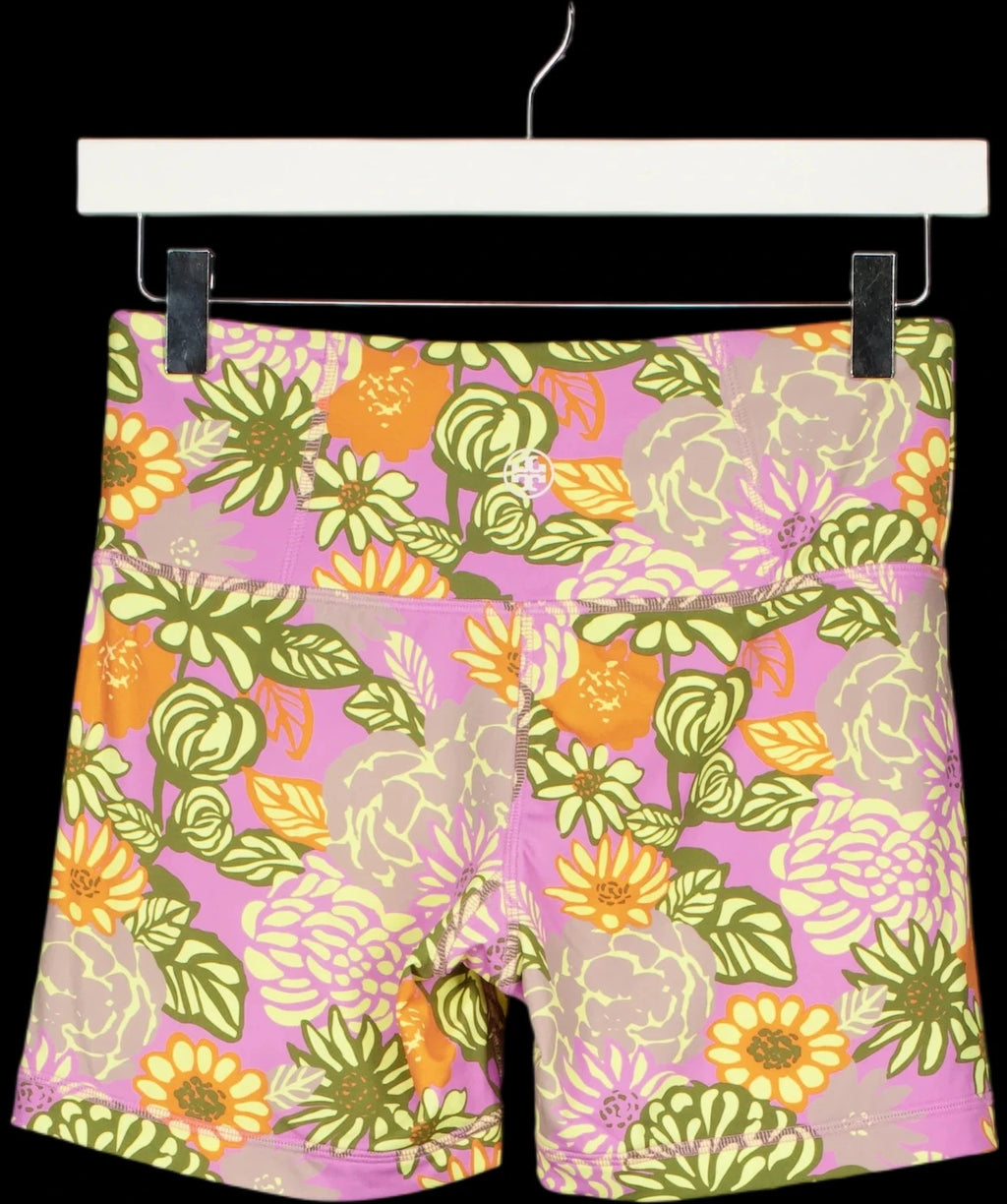 TORY BURCH SPORT Multicoloured Weightless Printed Bike Short in Gardenias, size UK S — label