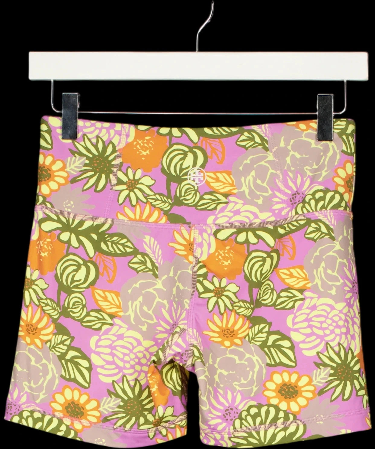 TORY BURCH SPORT Multicoloured Weightless Printed Bike Short in Gardenias, size UK S — label