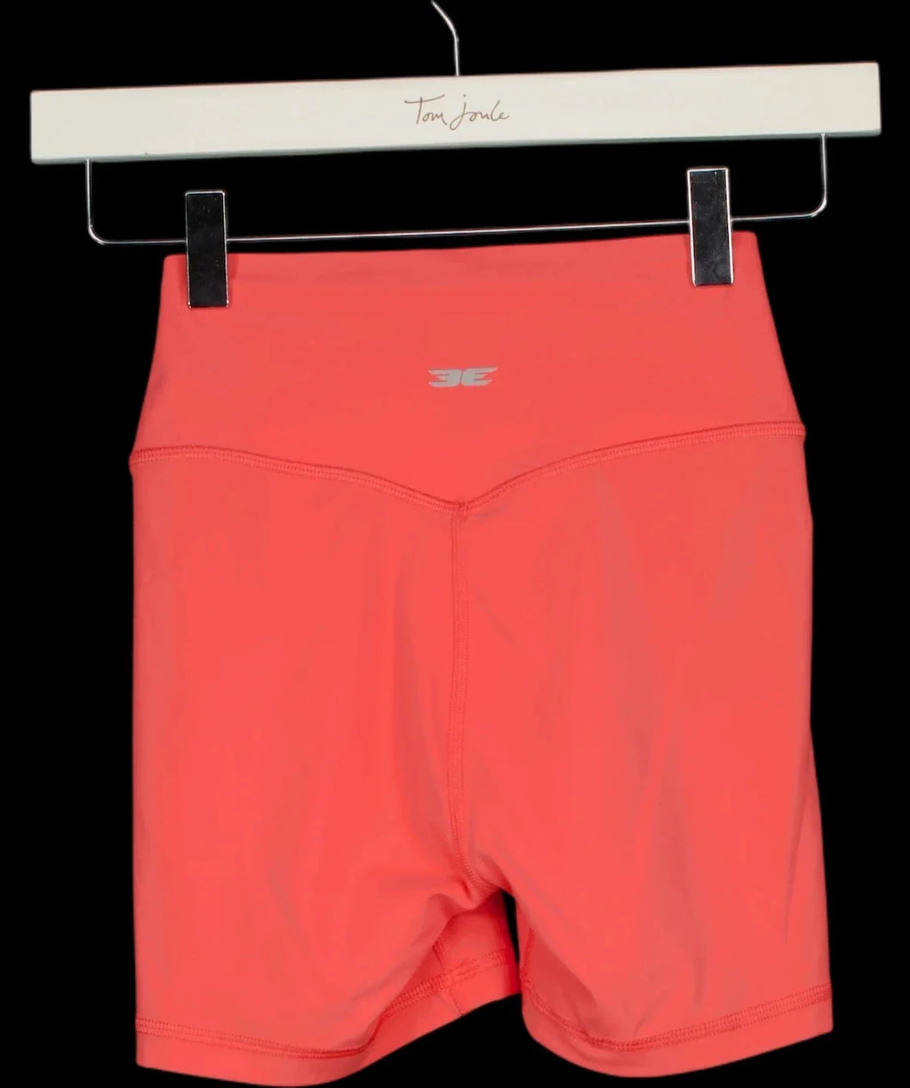 3E Pink Coral Pink High-Waisted Activewear Bike Shorts, size UK XS — label