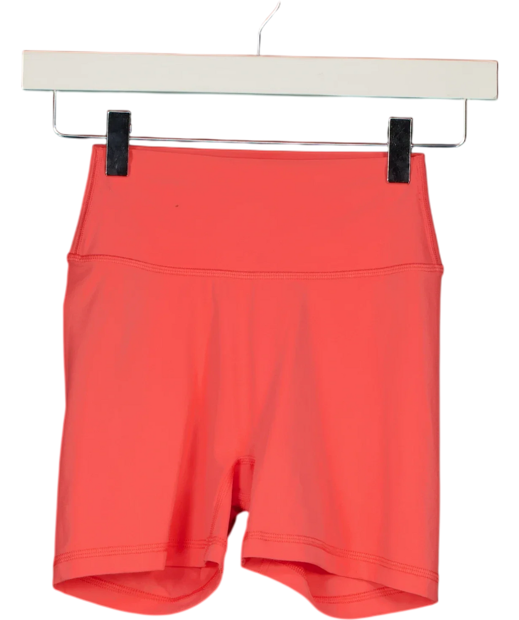 3E Pink Coral Pink High-Waisted Activewear Bike Shorts, size UK XS — front