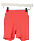 3E Pink Coral Pink High-Waisted Activewear Bike Shorts, size UK XS — front