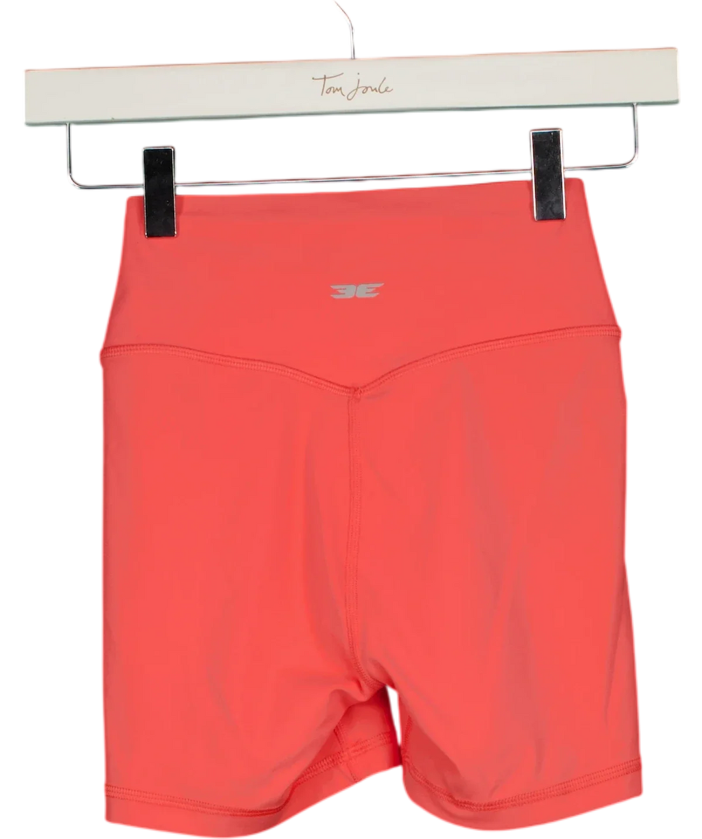 3E Pink Coral Pink High-Waisted Activewear Bike Shorts, size UK XS — back