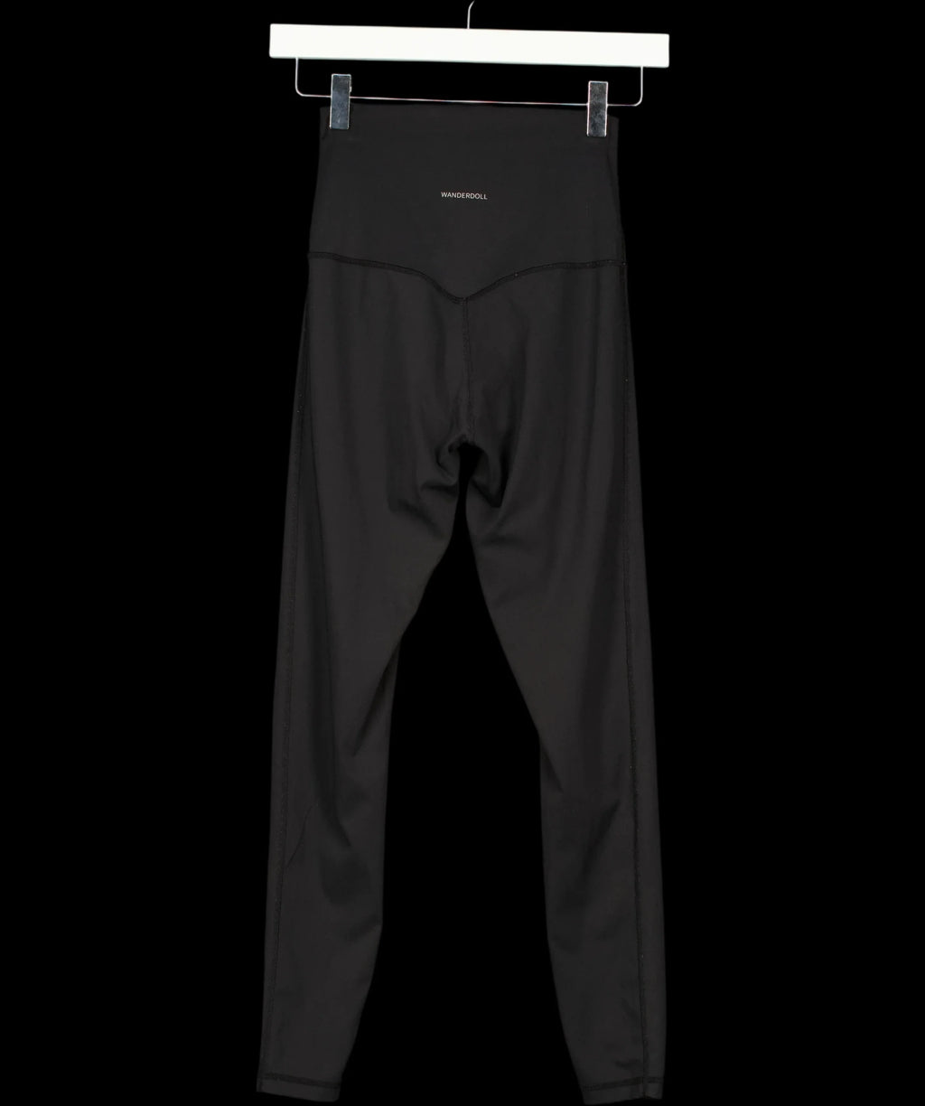 WANDERDOLL Black Black High-Waisted Performance Leggings, size UK XS — label