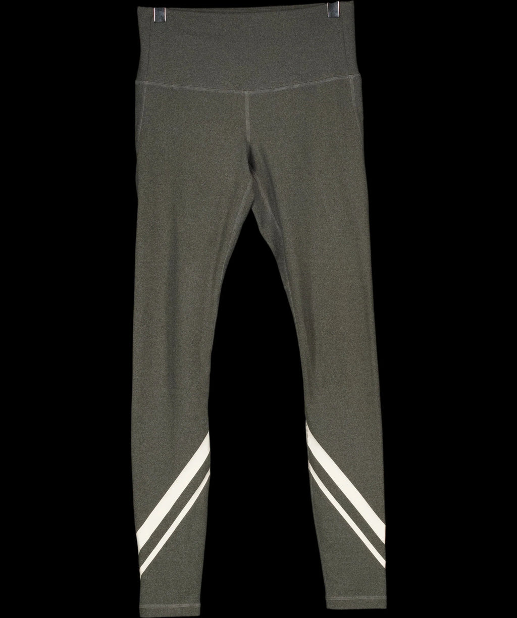 TORY BURCH SPORT Grey Melange Grey Side Pocket Chevron Leggings, size UK XS — care label