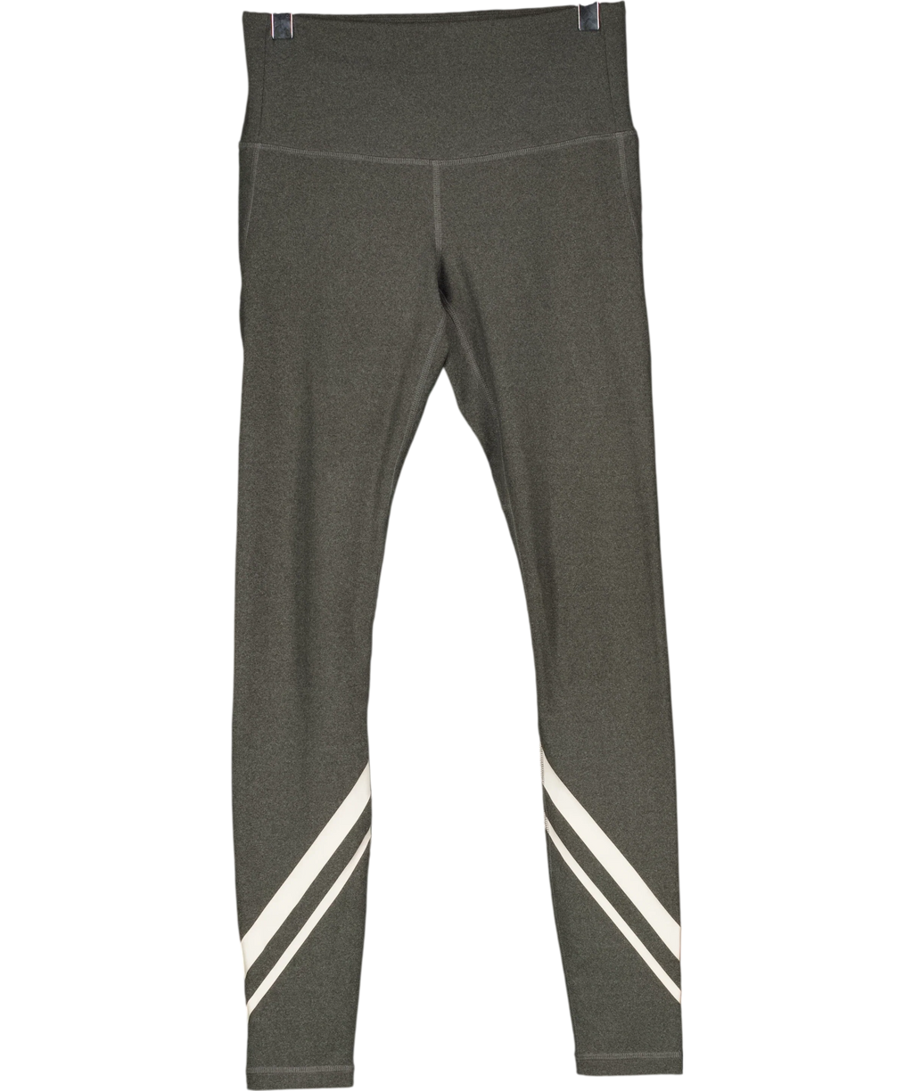 TORY BURCH SPORT Grey Melange Grey Side Pocket Chevron Leggings, size UK XS — front