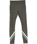 TORY BURCH SPORT Grey Melange Grey Side Pocket Chevron Leggings, size UK XS — front