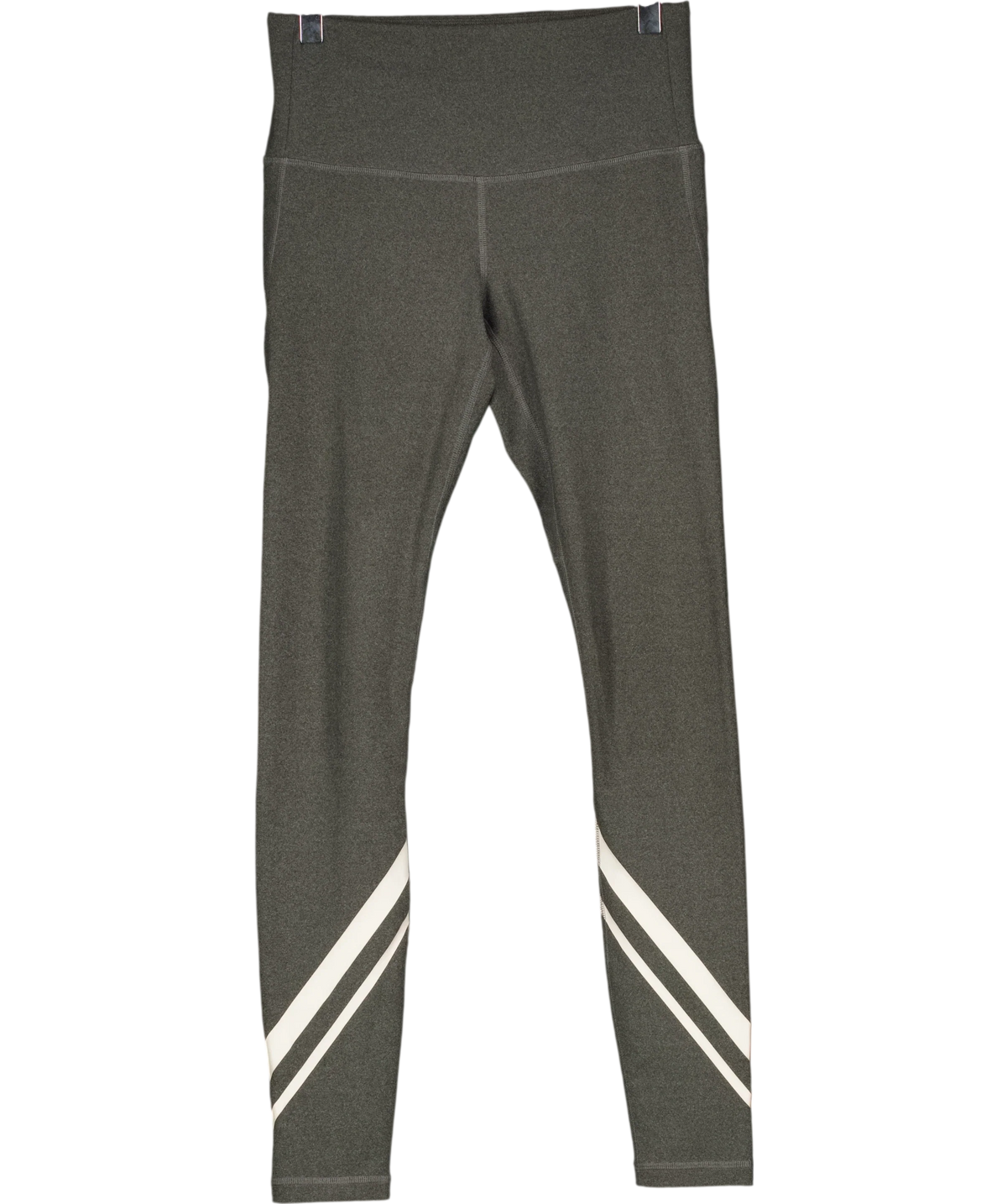 TORY BURCH SPORT Grey Melange Grey Side Pocket Chevron Leggings, size UK XS — front